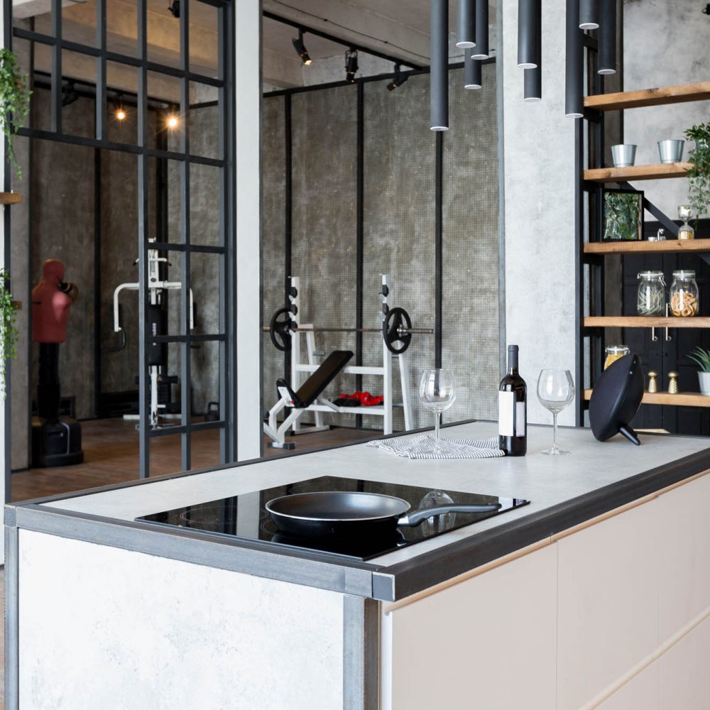 luxury studio apartment with a free layout in a loft style in da