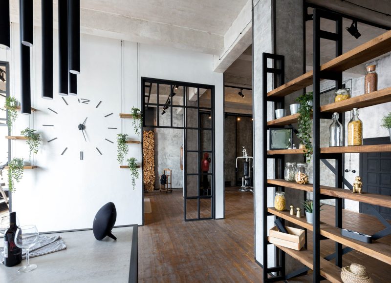 luxury studio apartment with a free layout in a loft style in da