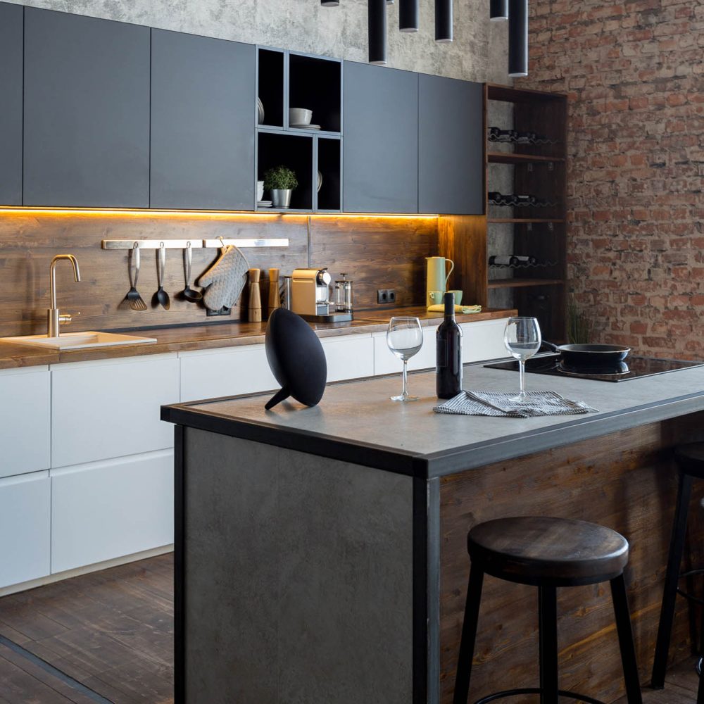 luxury studio apartment with a free layout in a loft style in da