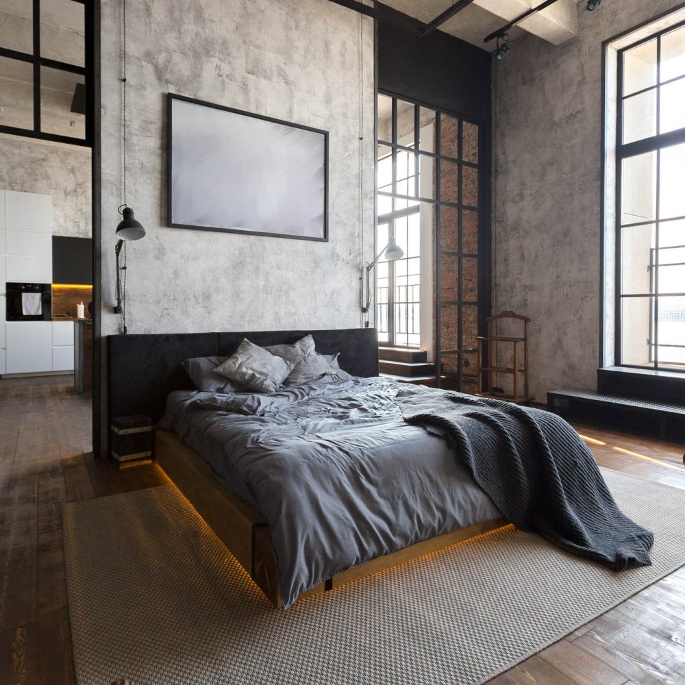 luxury studio apartment with a free layout in a loft style in da