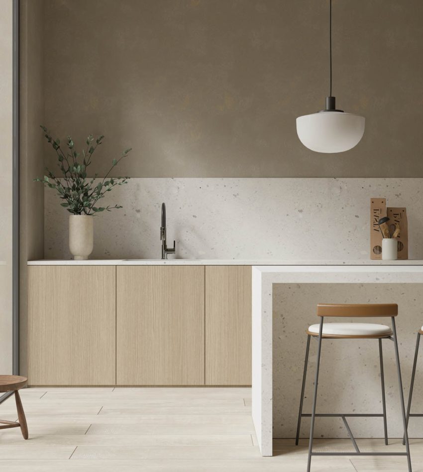 Modern scandinavian kitchen design with island and decor , 3d re